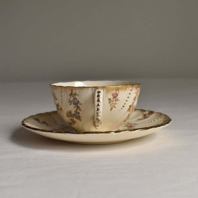Antique Cup & Saucer U&C Sarreguemines Louis XV C