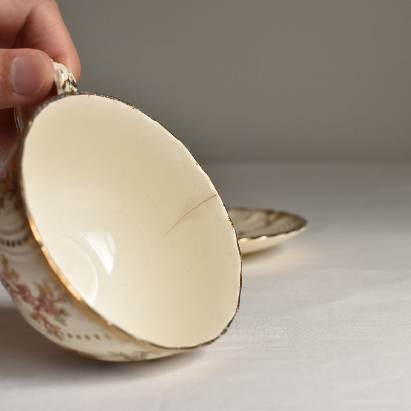 Antique Cup & Saucer U&C Sarreguemines Louis XV C