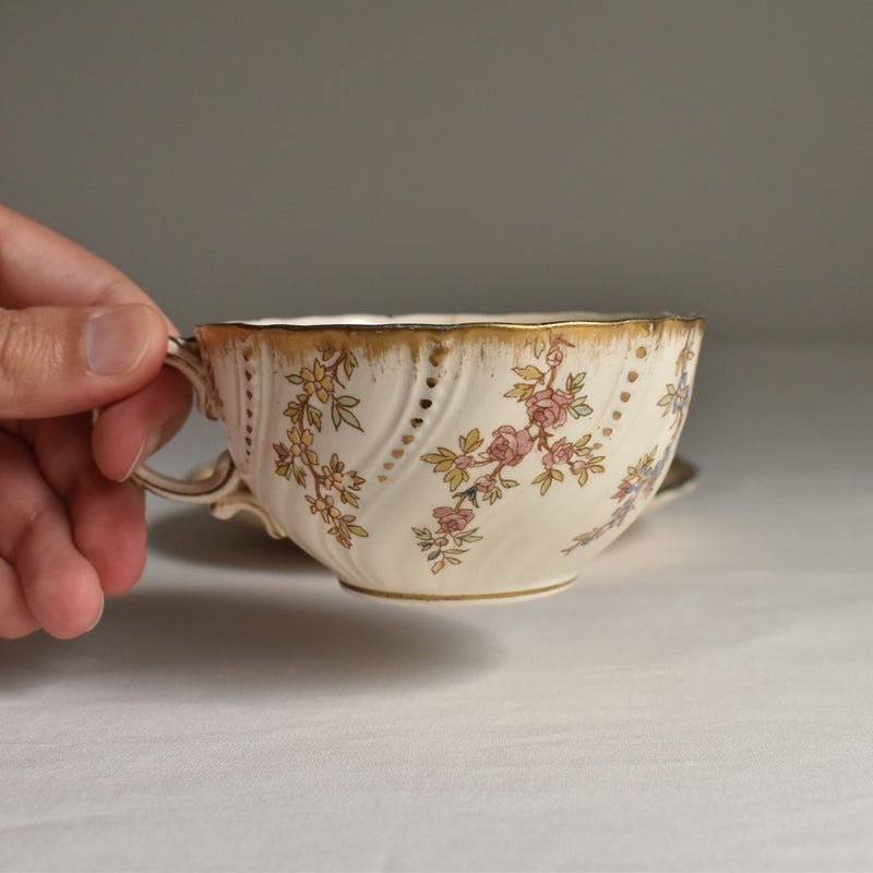 Antique Cup & Saucer U&C Sarreguemines Louis XV C