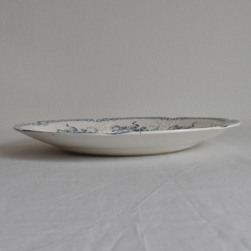 Antique Round Large Plate, Longwy, Muguet (Lily of the Valley) B