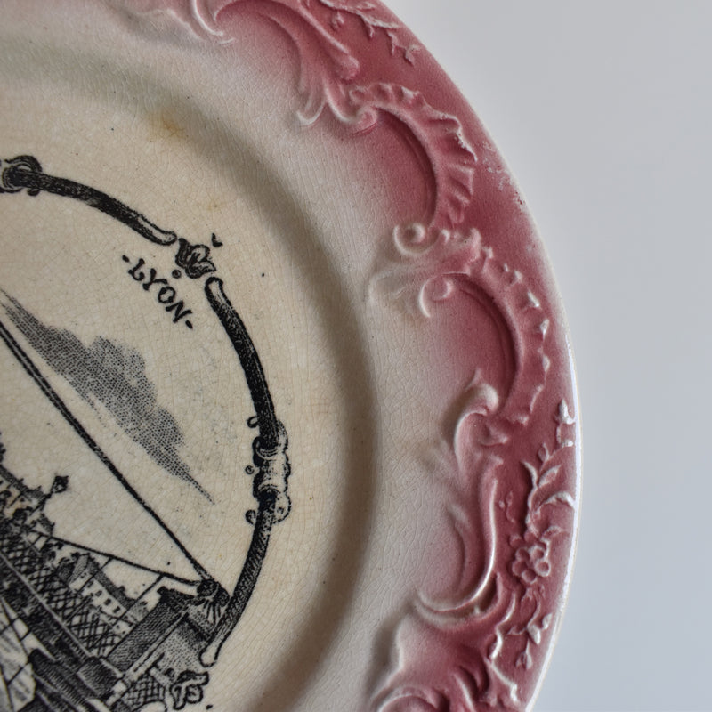 Antique Decorative Plate, F.F. Pecsonne, Lyon B