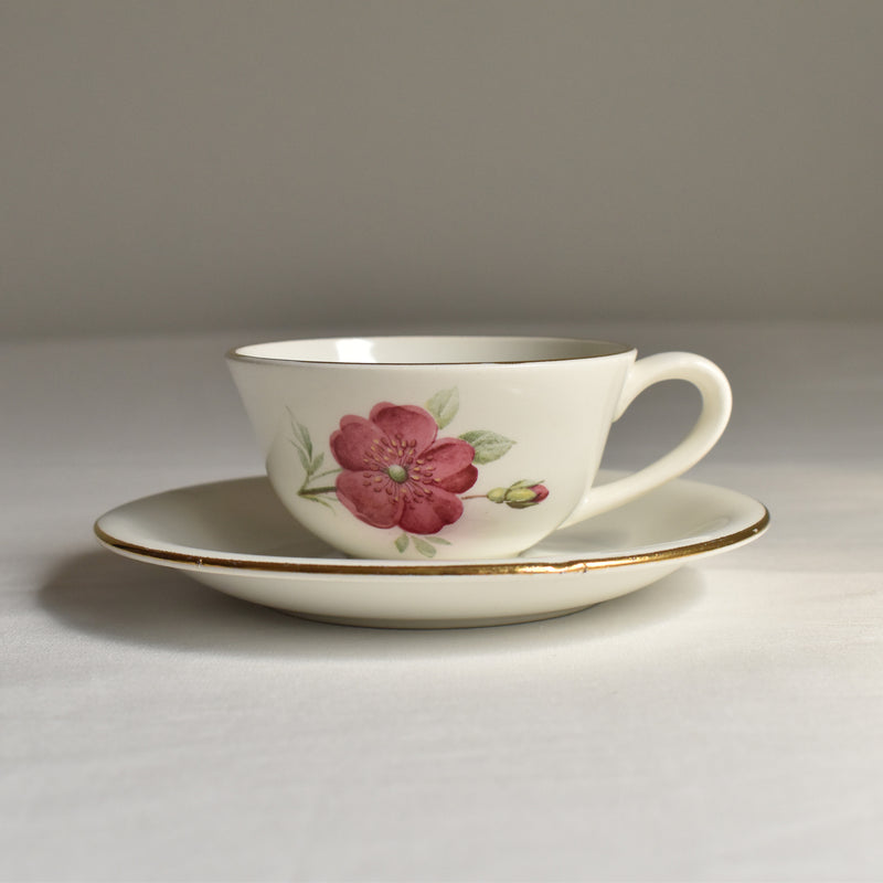 Vintage Gien Rosine Cup & Saucer A