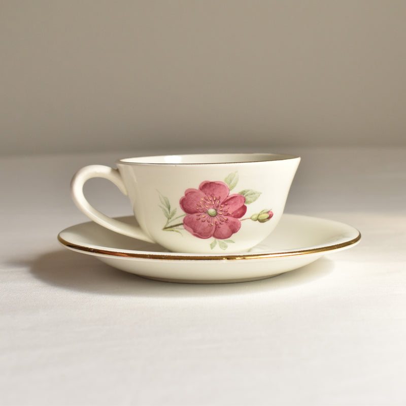 Vintage Gien Rosine Cup & Saucer A