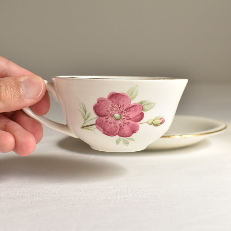 Vintage Gien Rosine Cup & Saucer A