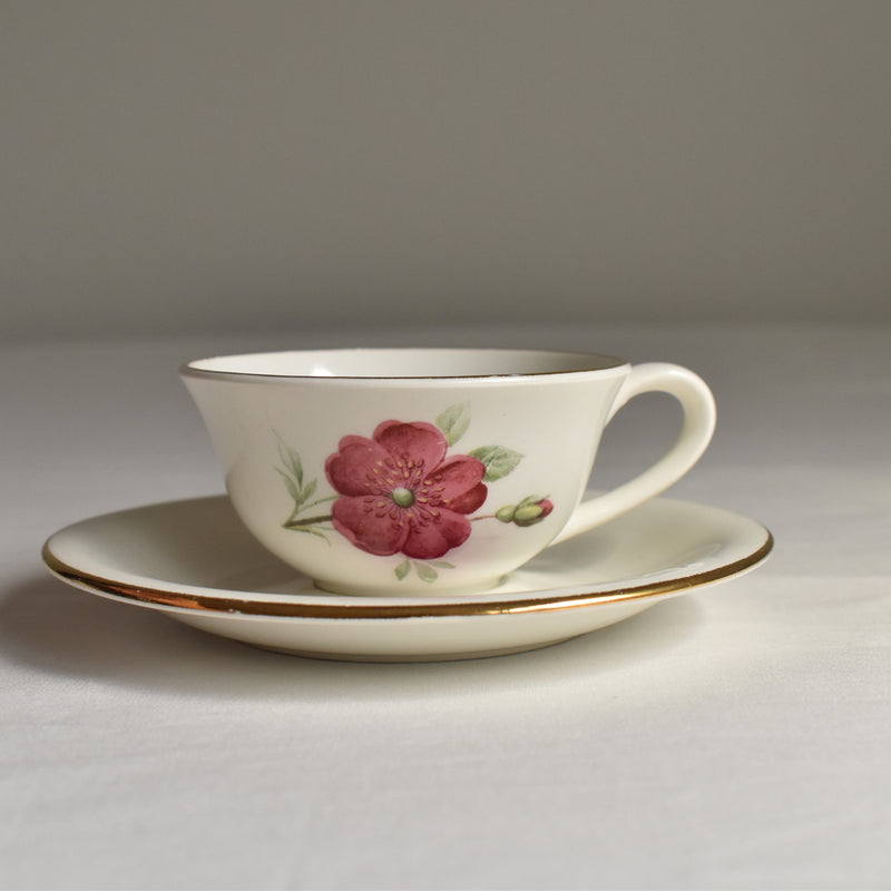 Vintage Cup & Saucer, Gien Rosine B