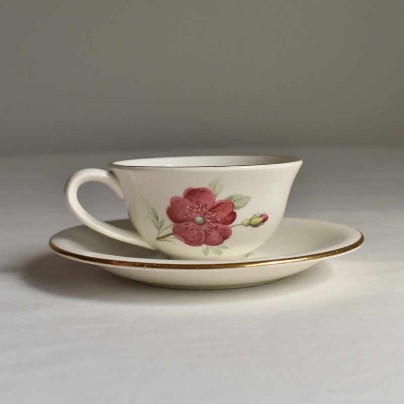 Vintage Cup & Saucer, Gien Rosine B
