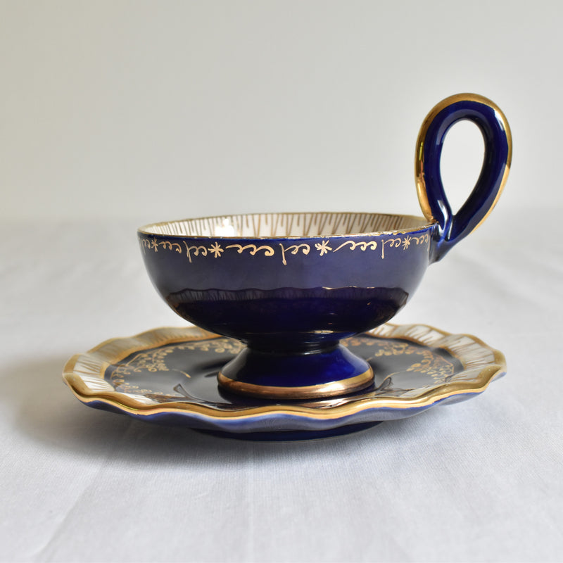 ア.ドラサンヴァル A.Dressinval コーヒーカップ＆ソーサー ダークブルー B