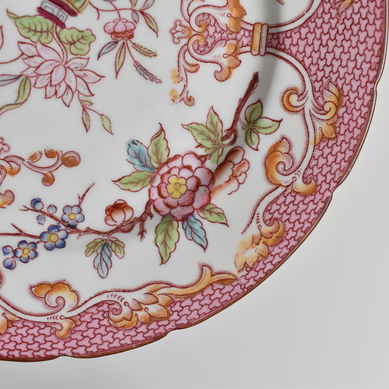 Antique Dessert Plate Sarreguemines Minton Pink 235 C