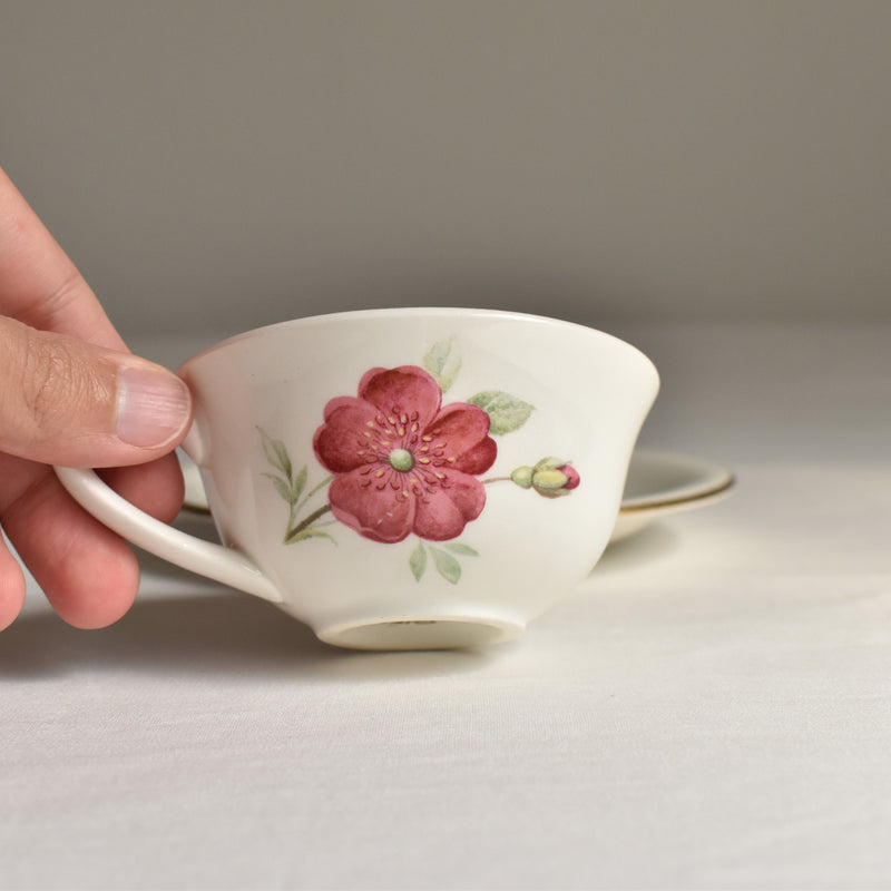 Vintage Cup & Saucer, Gien Rosine B