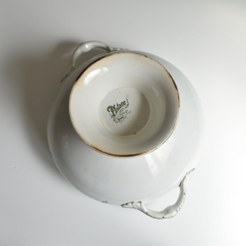 Antique soup tureen without lid, Saint-Amand, Platane