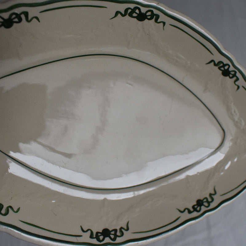 Vintage Sarreguemines Badonviller Ruban Gravy Boat
