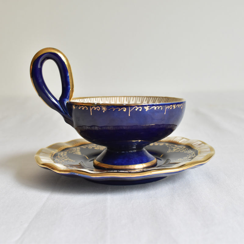 ア.ドラサンヴァル A.Dressinval コーヒーカップ＆ソーサー ダークブルー D