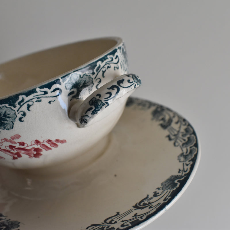 Antique sauce boat, Longwy, Carmen