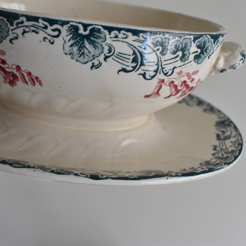 Antique sauce boat, Longwy, Carmen