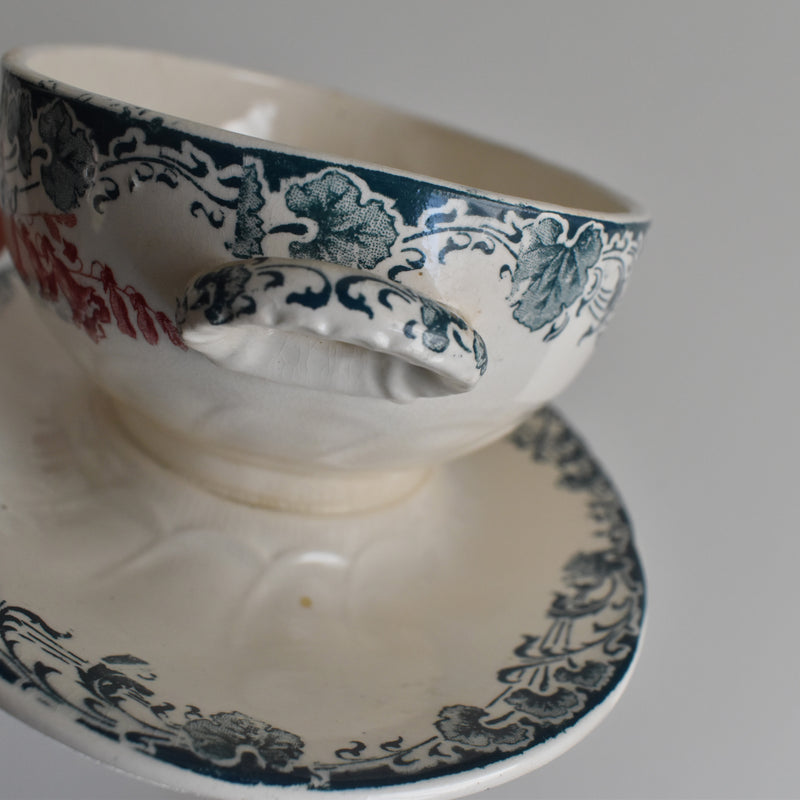 Antique sauce boat, Longwy, Carmen