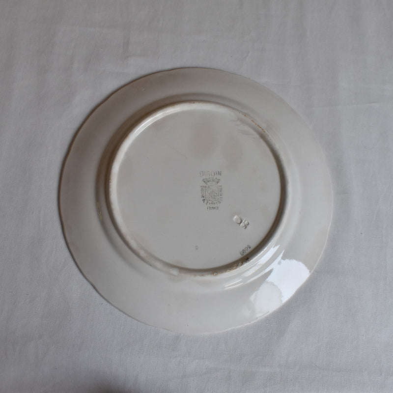 Vintage Dessert Plate Digoin & Sarreguemines Barbotine Fruits