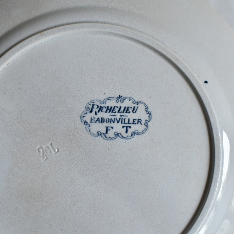 Antique Plate Badonviller Richelieu Blue