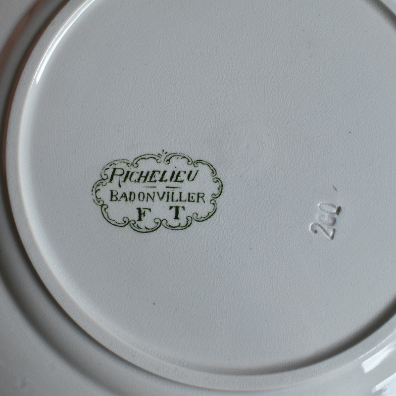 Antique Plate: Badonviller Richelieu Green
