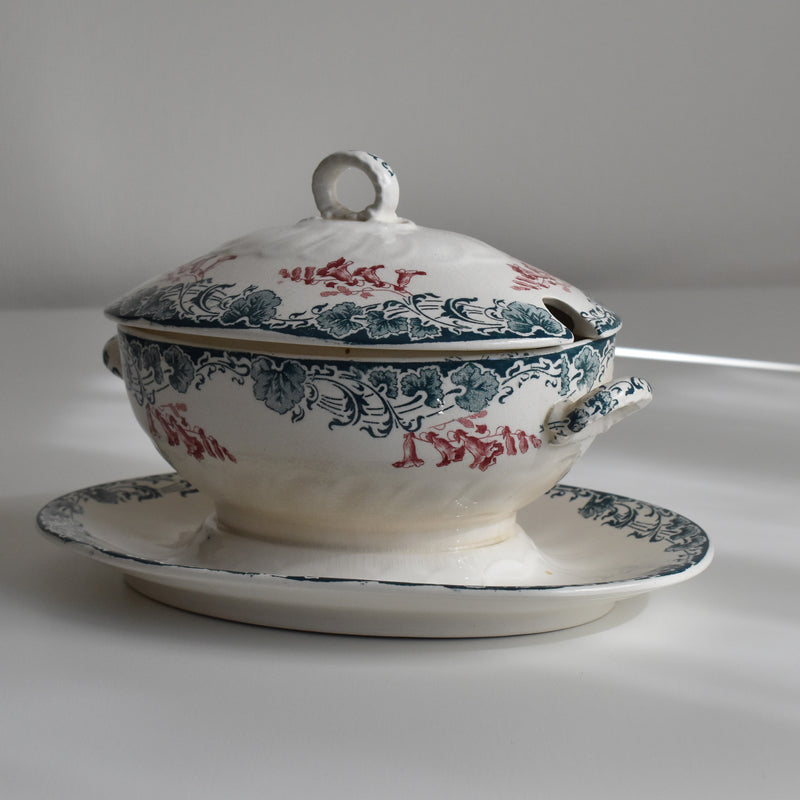 Antique sauce boat, Longwy, Carmen
