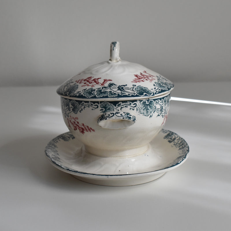 Antique sauce boat, Longwy, Carmen