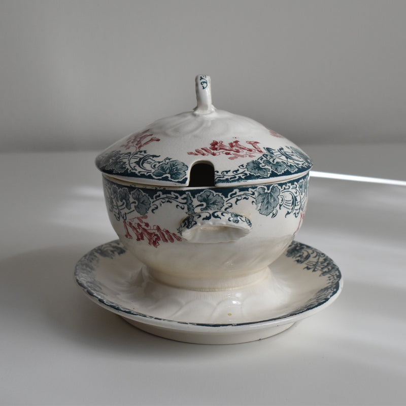 Antique sauce boat, Longwy, Carmen