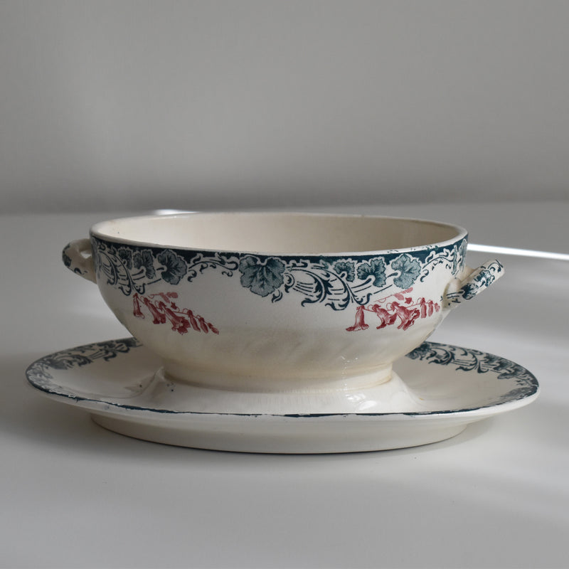 Antique sauce boat, Longwy, Carmen