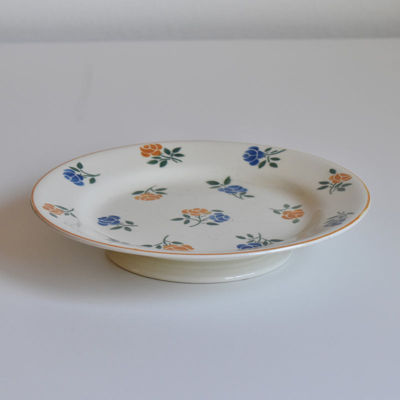 Vintage pedestal plate Creil-Montereau Printemps