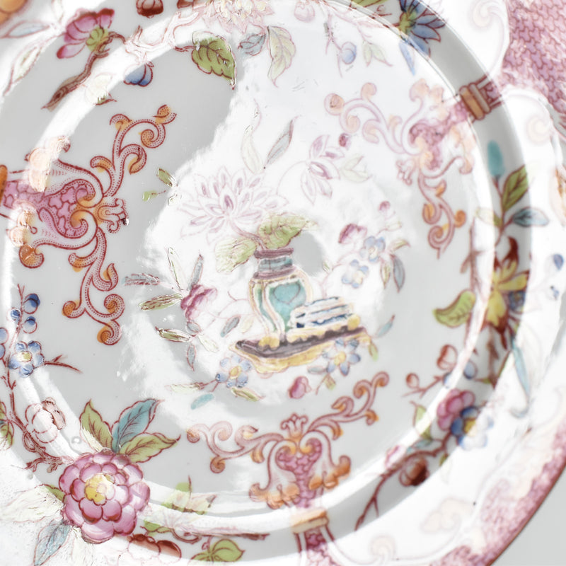 Antique Dessert Plate, Sarreguemines Minton, Pink 235 H