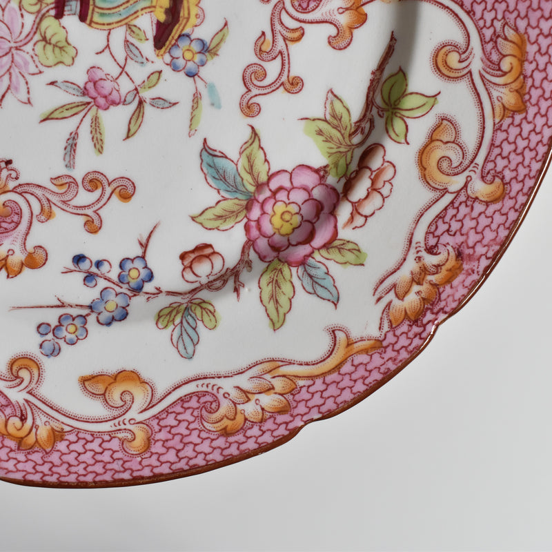 Antique Dessert Plate, Sarreguemines Minton, Pink 235 H