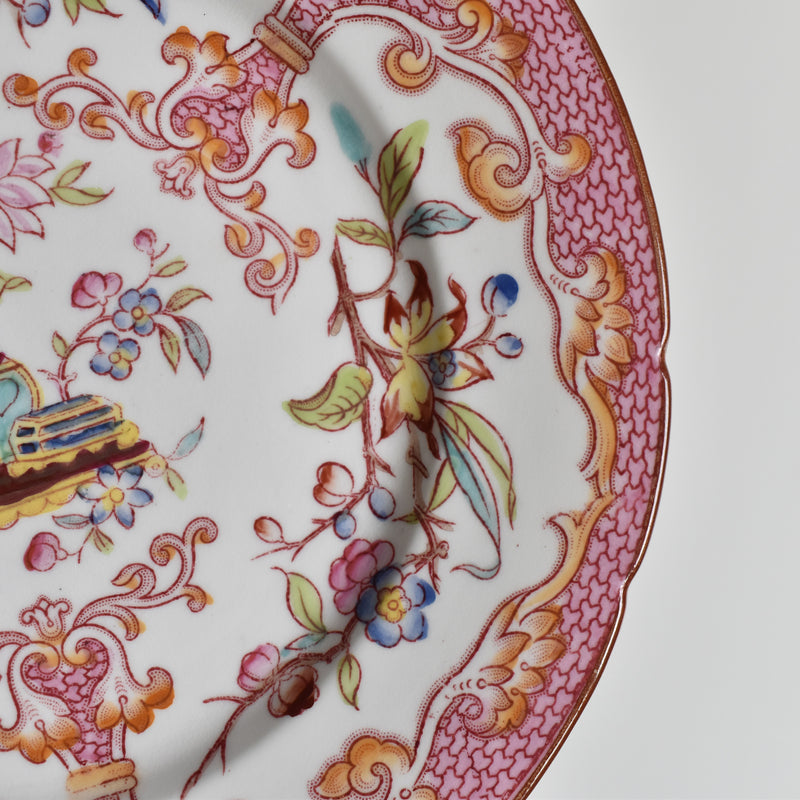 Antique Dessert Plate, Sarreguemines Minton, Pink 235 H