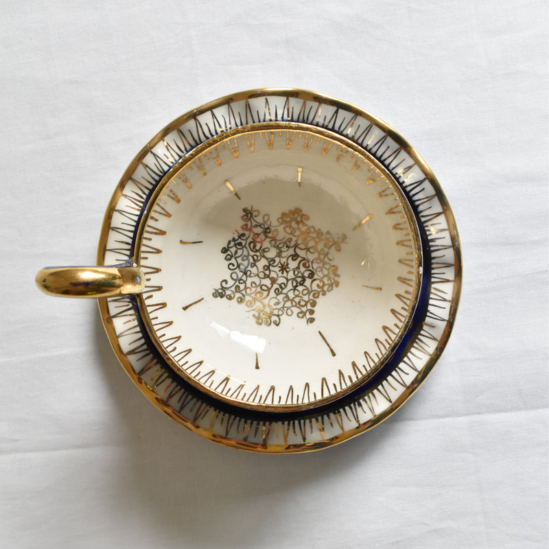 ア.ドラサンヴァル A.Dressinval コーヒーカップ＆ソーサー ダークブルー B