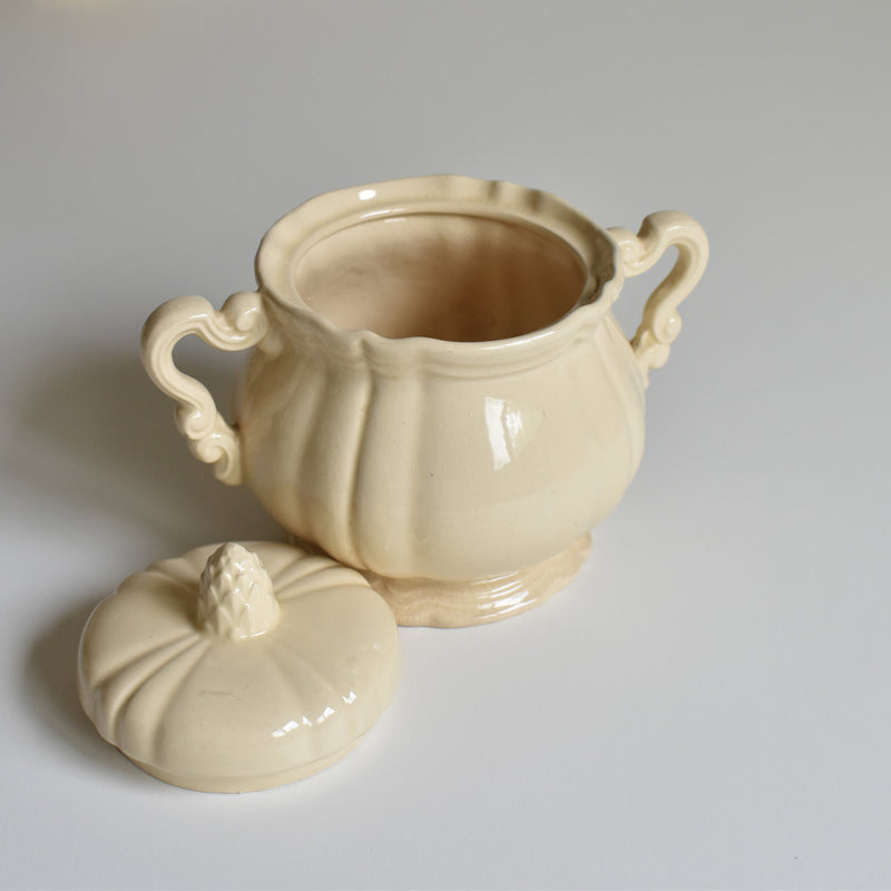 Vintage Sugar Pot, Digoin & Sarreguemines, Floral Rim