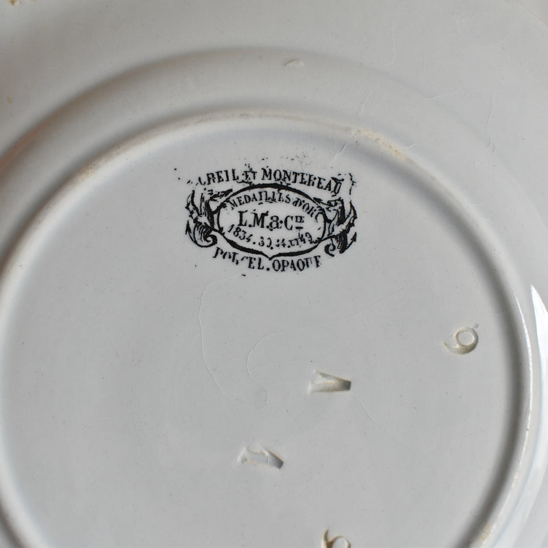 Antique dessert plate, Creil et Montereau, relief, C