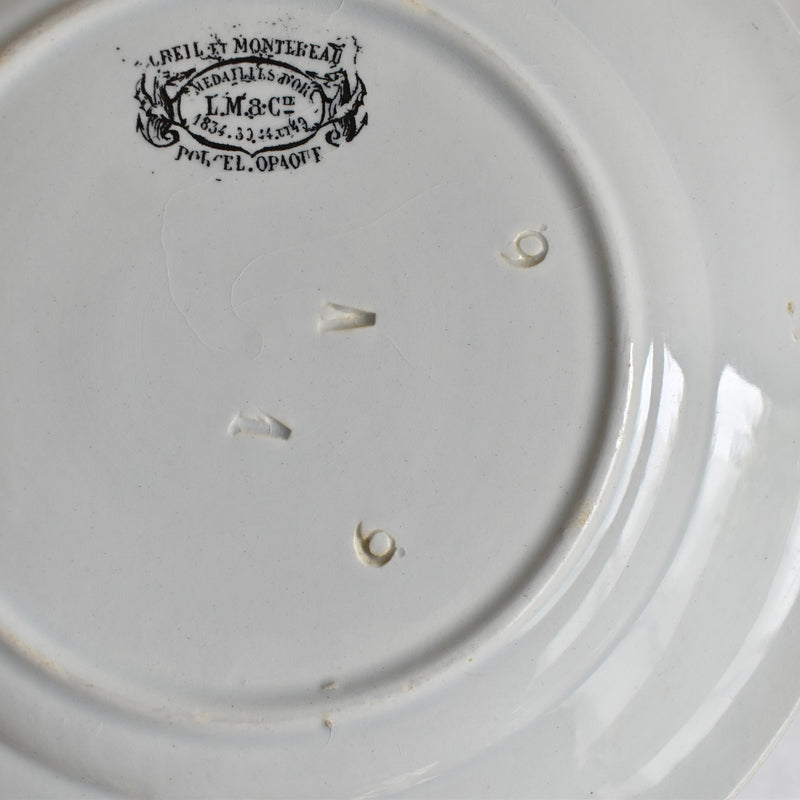 Antique dessert plate, Creil et Montereau, relief, C
