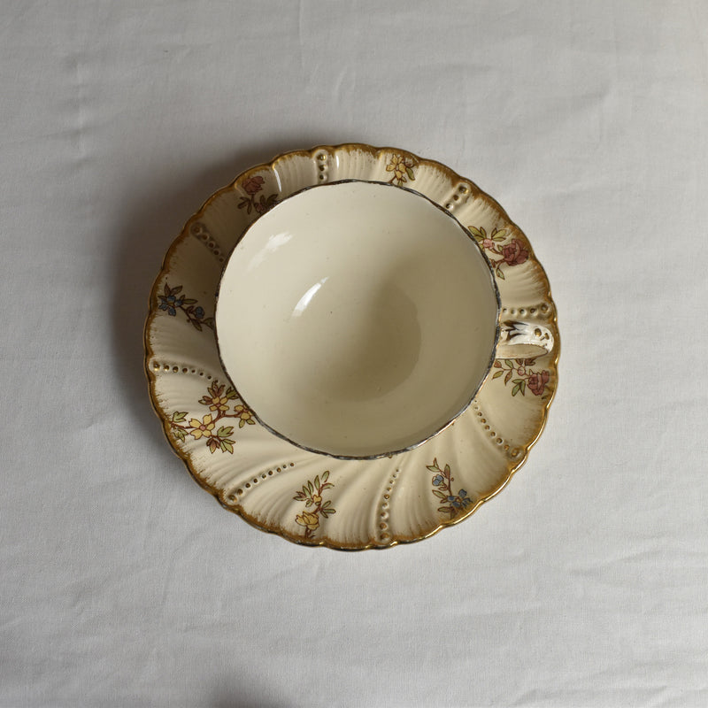 Antique Cup & Saucer, Sarreguemines Louis XV A