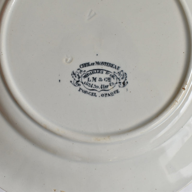 Antique dessert plate, Creil et Montereau, relief, B