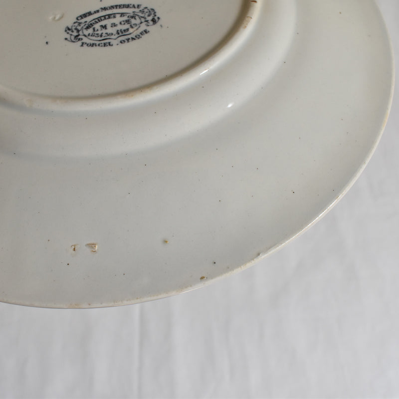 Antique dessert plate, Creil et Montereau, relief, B