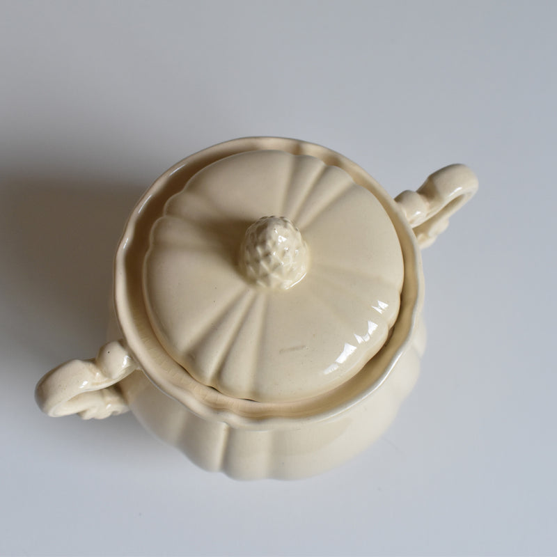 Vintage Sugar Pot, Digoin & Sarreguemines, Floral Rim