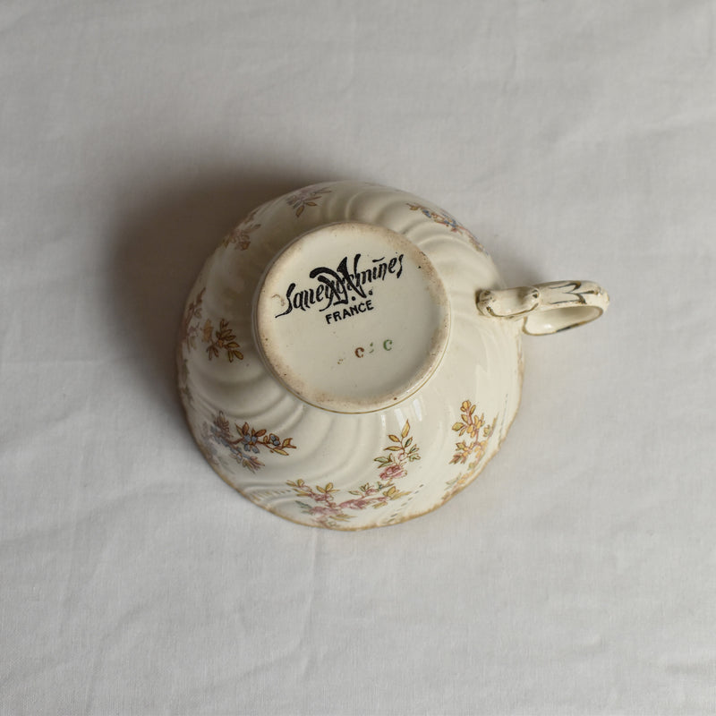 Antique Cup & Saucer, Sarreguemines Louis XV A