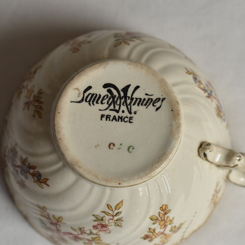 Antique Cup & Saucer, Sarreguemines Louis XV A