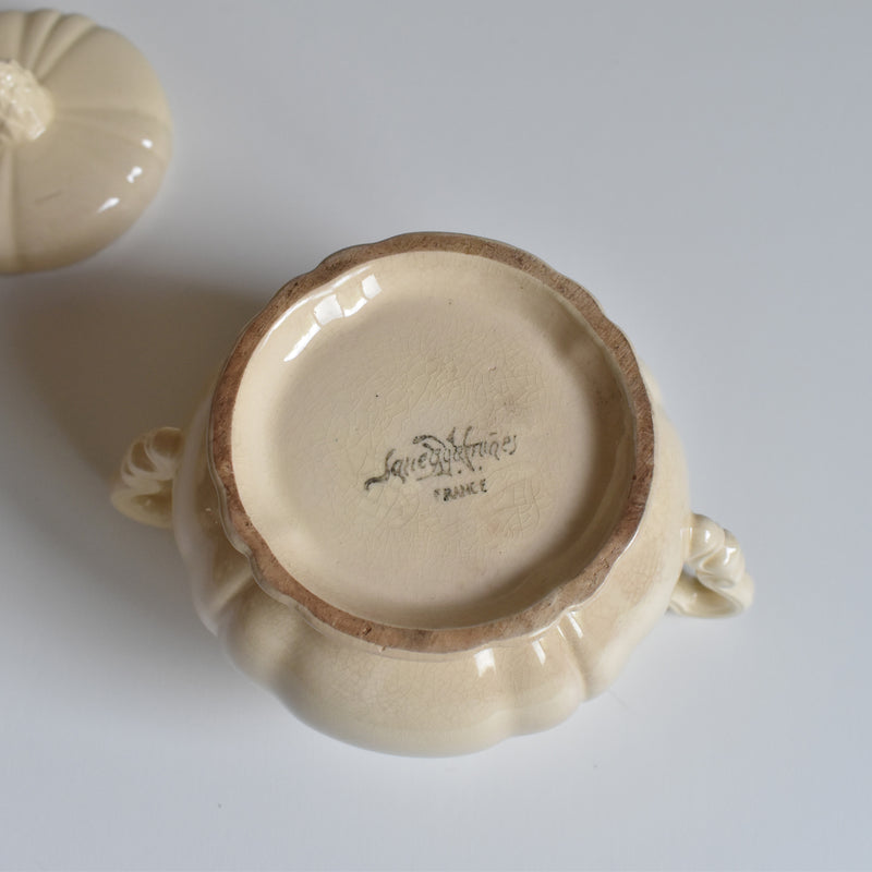Vintage Sugar Pot, Digoin & Sarreguemines, Floral Rim