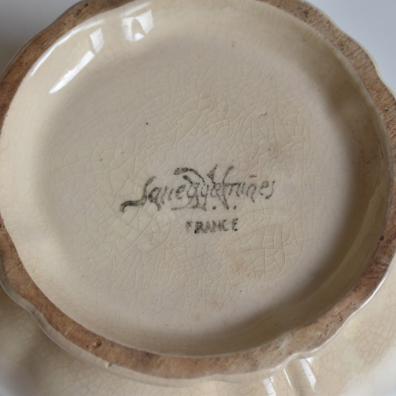 Vintage Sugar Pot, Digoin & Sarreguemines, Floral Rim