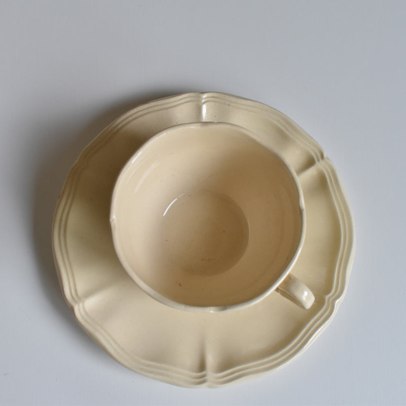 Vintage Teacup & Saucer, Floral Rim A