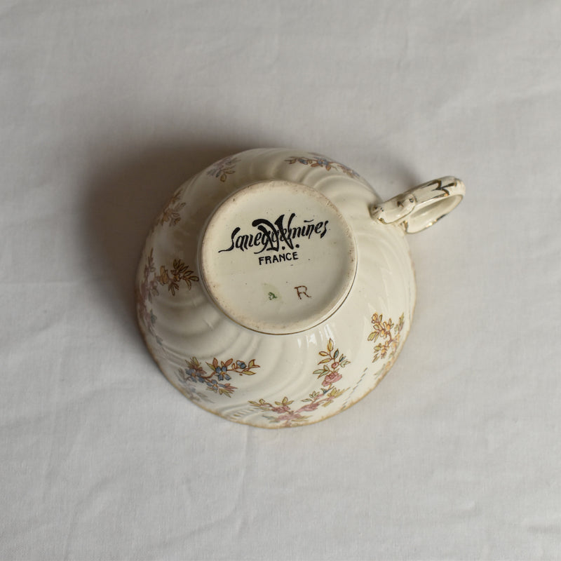Antique Cup & Saucer U&C Sarreguemines Louis XV C