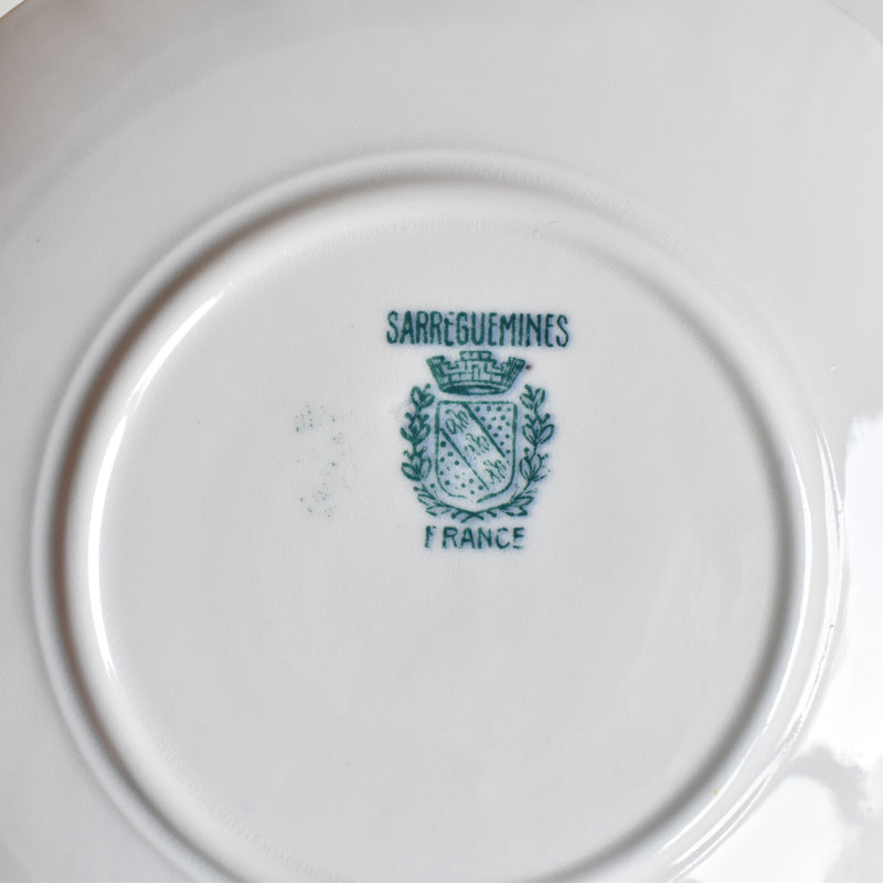 Antique Cup & Saucer Sarreguemines Perles Fleurs Bleues A