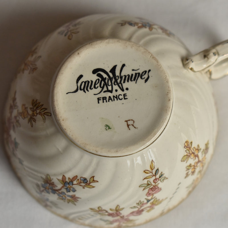 Antique Cup & Saucer U&C Sarreguemines Louis XV C