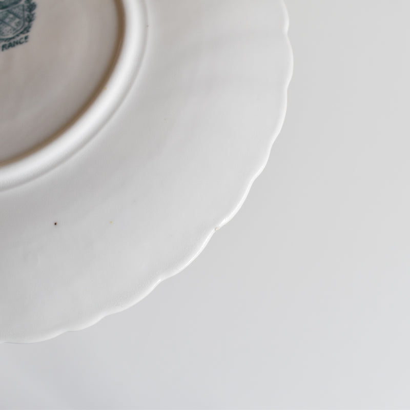 Antique Cup & Saucer Sarreguemines Perles Fleurs Bleues A
