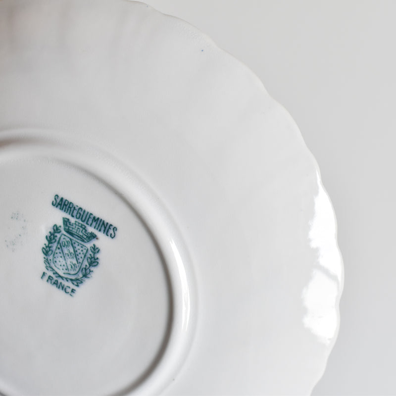 Antique Cup & Saucer Sarreguemines Perles Fleurs Bleues A