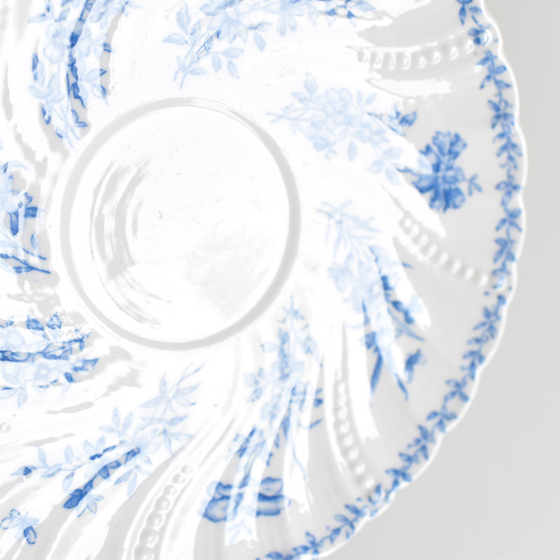 Antique Cup & Saucer Sarreguemines Perles Fleurs Bleues A