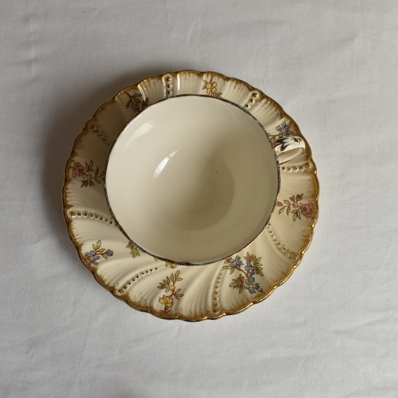 Antique Cup & Saucer U&C Sarreguemines Louis XV B